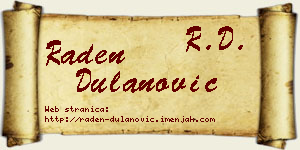 Raden Dulanović vizit kartica